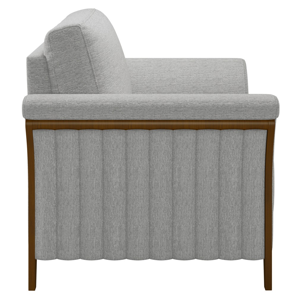 Poltrona Decorativa Sala de Estar 102cm Pés Madeira Roya M22 Linho Cinza - Mpozenato