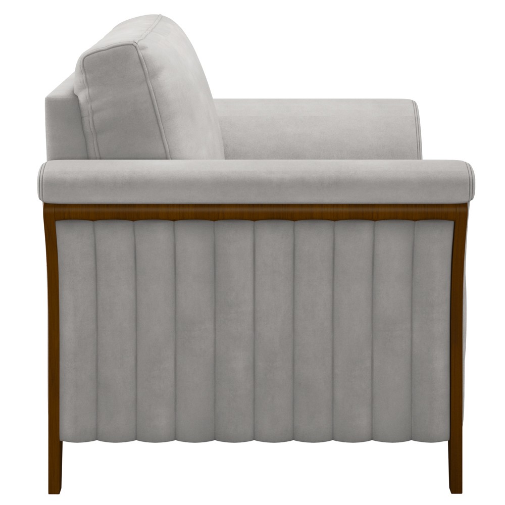 Poltrona Decorativa Sala de Estar 102cm Pés Madeira Roya M22 Veludo Cinza - Mpozenato
