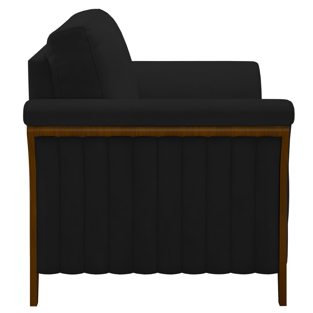 Poltrona Decorativa Sala de Estar 102cm Pés Madeira Roya M22 Veludo Preto - Mpozenato