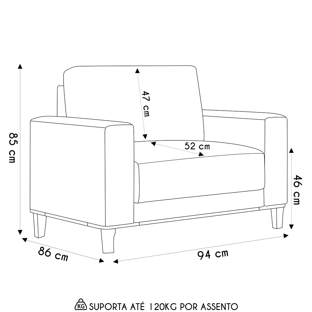 Poltrona Decorativa Sala de Estar Kit 02 Zaire M22 Linho Areia - Mpozenato