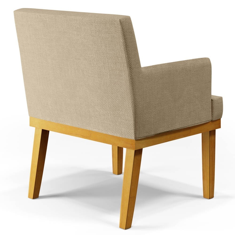 Poltrona Decorativa Sala de Estar e Recepção Vitória W01 Linho Bege Escuro - Mpozenato