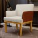 Poltrona Decorativa Sala de Estar e Recepção Vitória W01 Linho Bege/Sintético Camel - Mpozenato