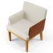 Poltrona Decorativa Sala de Estar e Recepção Vitória W01 Linho Bege/Sintético Camel - Mpozenato