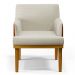 Poltrona Decorativa Sala de Estar e Recepção Vitória W01 Linho Bege/Sintético Camel - Mpozenato