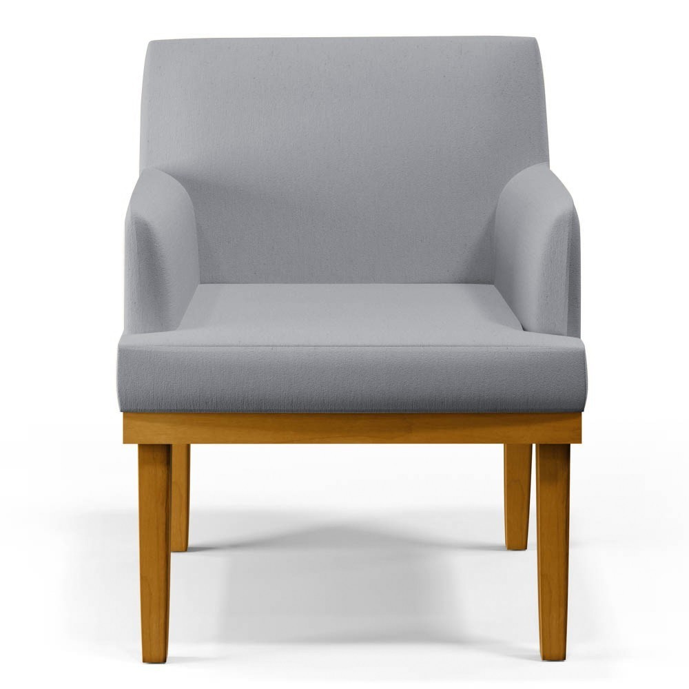 Poltrona Decorativa Sala de Estar e Recepção Vitória W01 Linho Cinza - Mpozenato