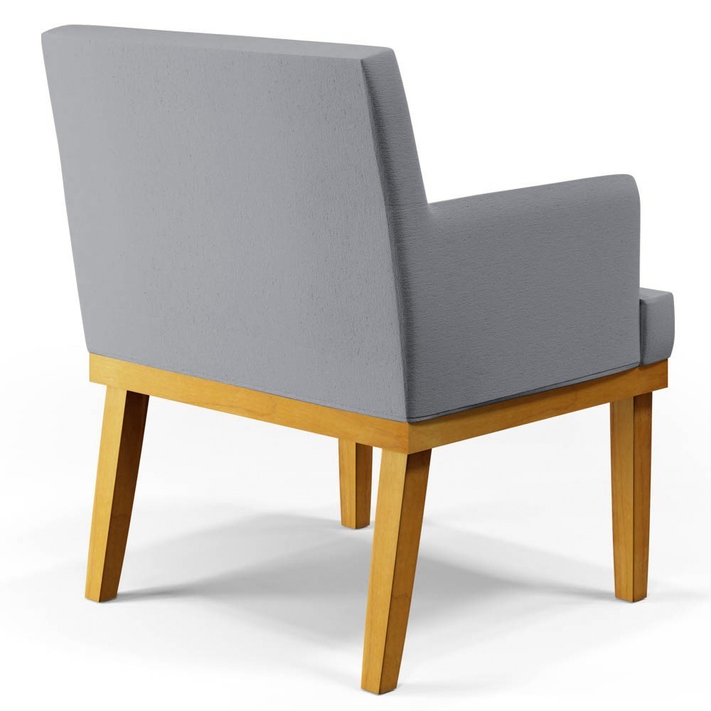 Poltrona Decorativa Sala de Estar e Recepção Vitória W01 Linho Cinza - Mpozenato