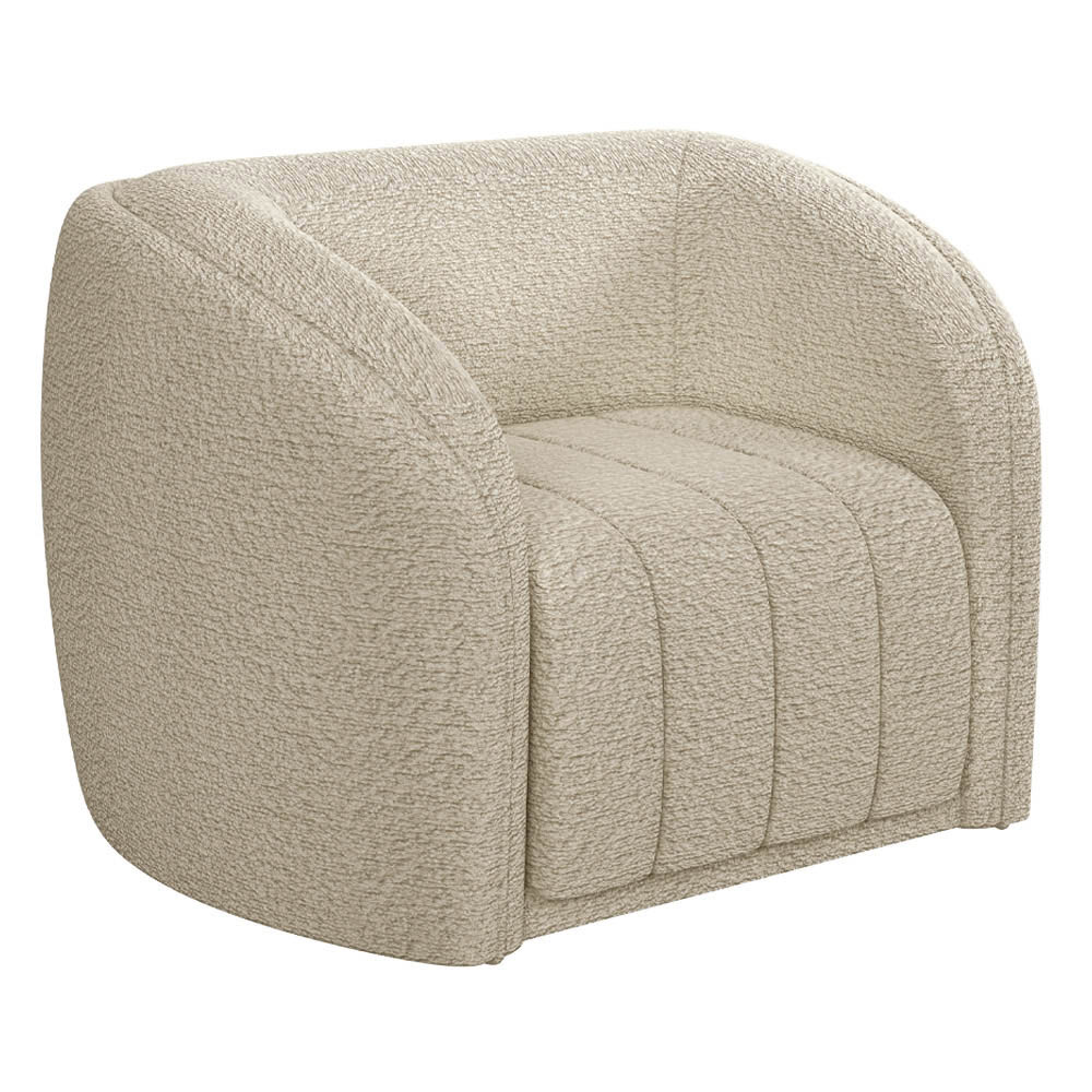 Poltrona Decorativa para Sala 112cm Meris M22 Bouclê Bege - Mpozenato