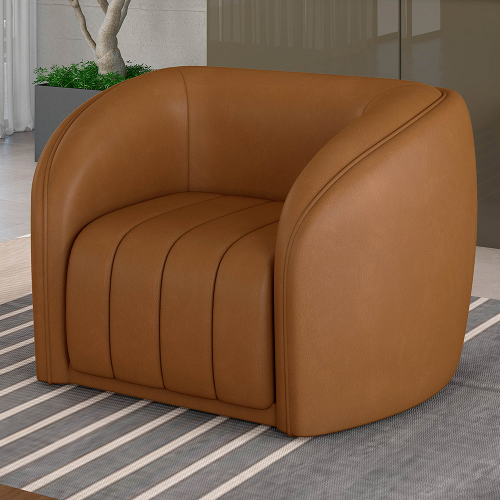 Poltrona Decorativa para Sala 112cm Meris M22 Sintético Caramelo - Mpozenato