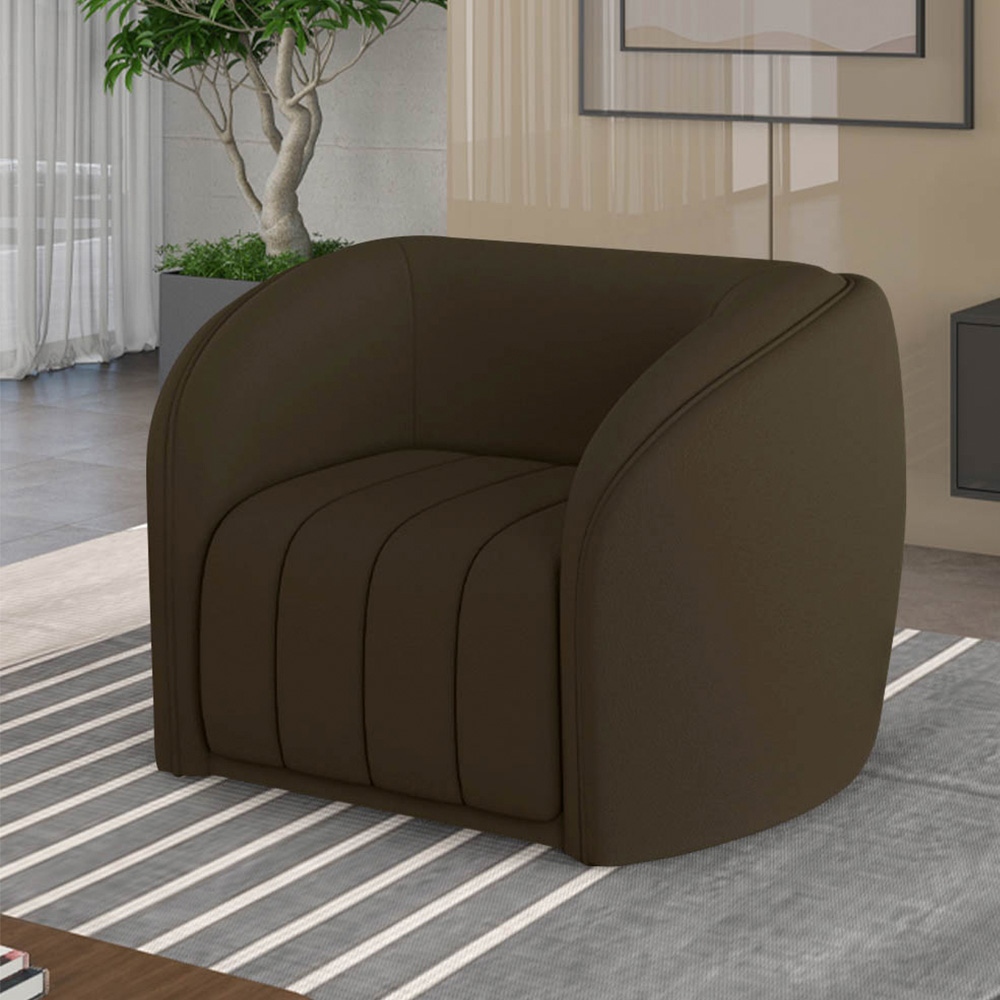 Poltrona Decorativa para Sala 112cm Meris M22 Veludo Marrom - Mpozenato