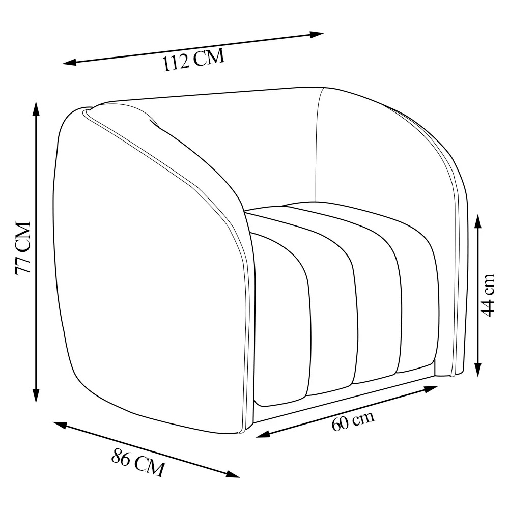 Poltrona Decorativa para Sala 112cm Meris M22 Veludo Marrom - Mpozenato