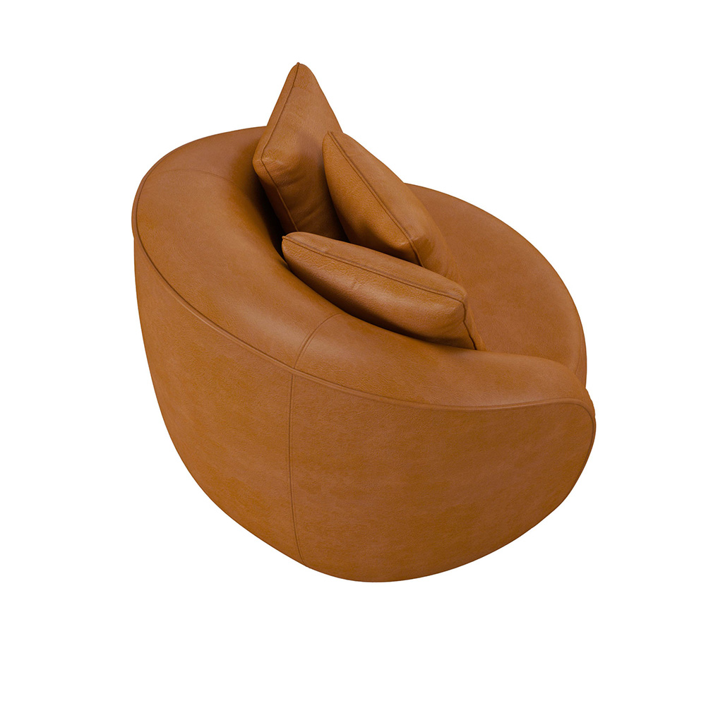 Poltrona Decorativa para Sala 122cm Pés Madeira Kaly M22 Sintético Caramelo - Mpozenato