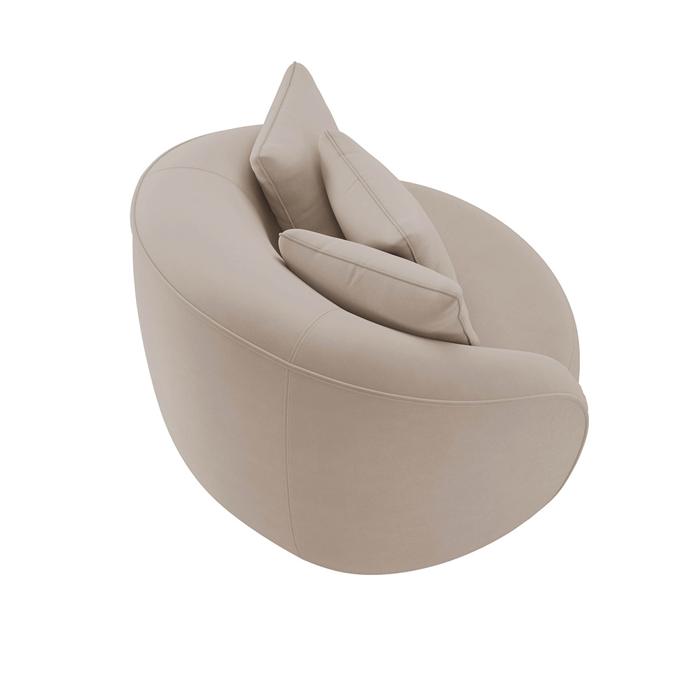 Poltrona Decorativa para Sala 122cm Pés Madeira Kaly M22 Veludo Bege - Mpozenato