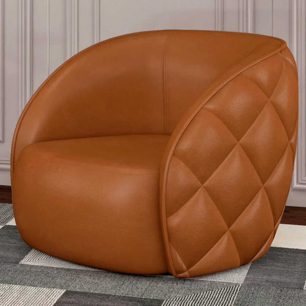 Poltrona Decorativa para Sala 90cm Tressê Zion M22 Sintético Caramelo - Mpozenato