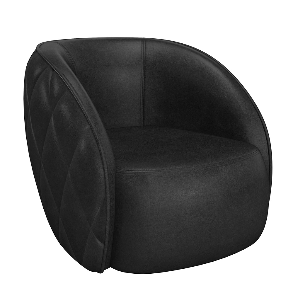 Poltrona Decorativa para Sala 90cm Tressê Zion M22 Sintético Preto - Mpozenato