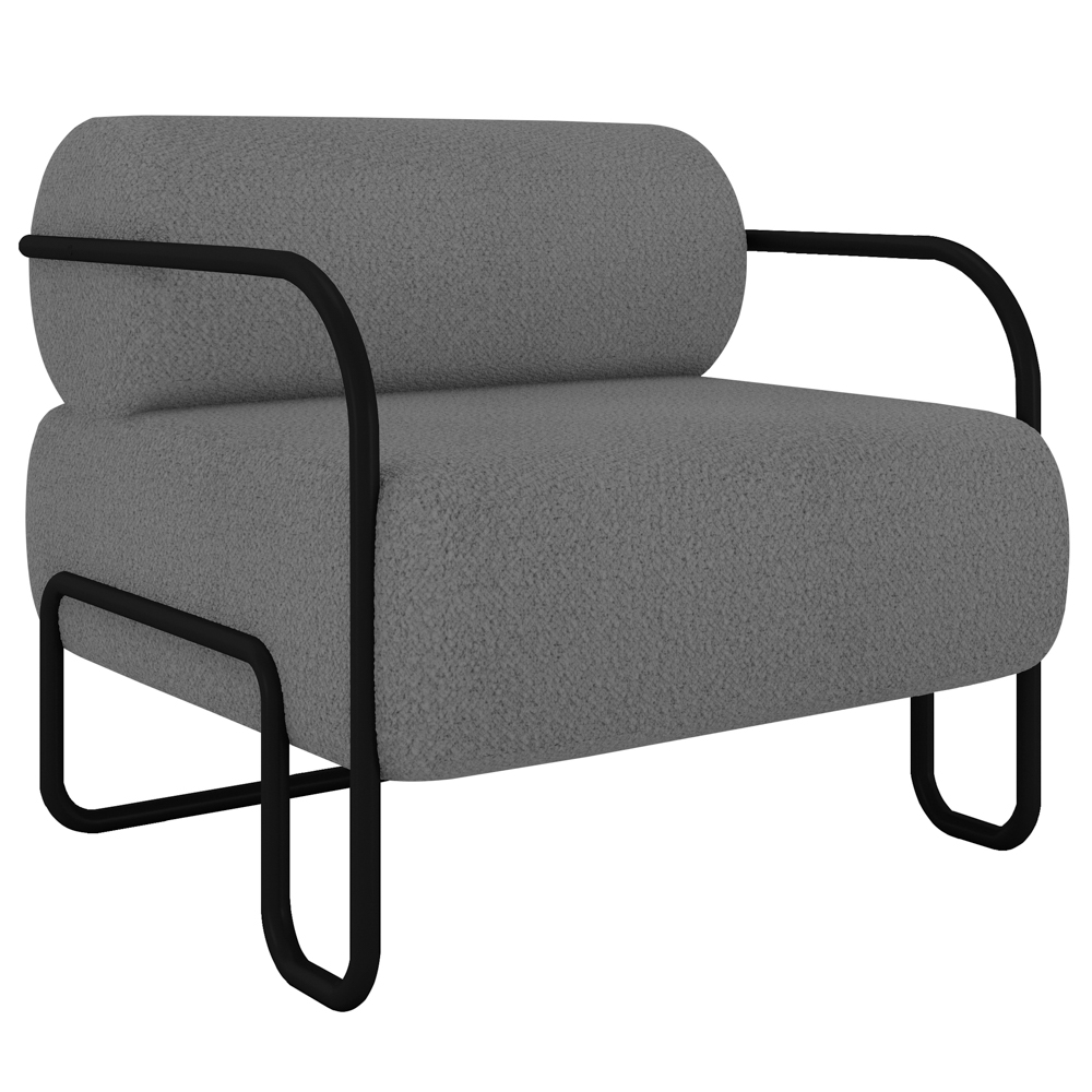 Poltrona Decorativa para Sala Industrial Kira Z08 Boucle Cinza - Mpozenato