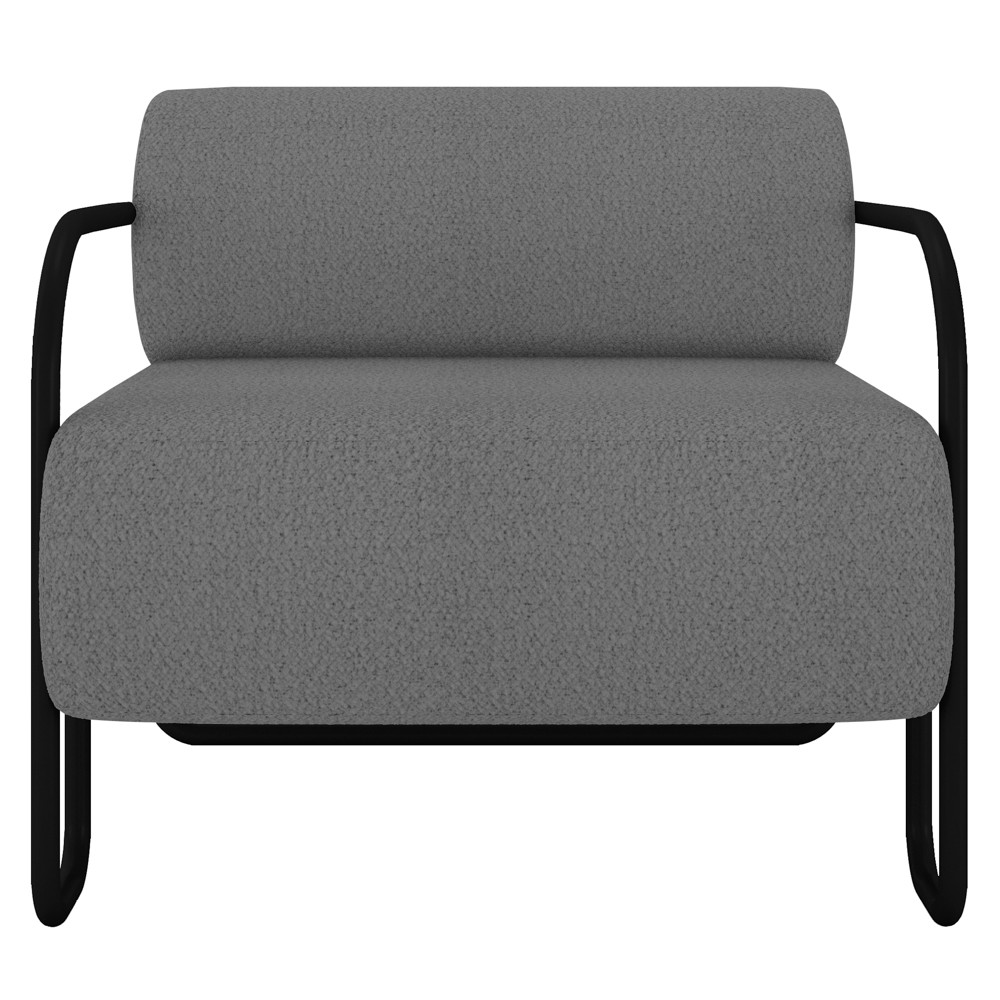 Poltrona Decorativa para Sala Industrial Kira Z08 Boucle Cinza - Mpozenato