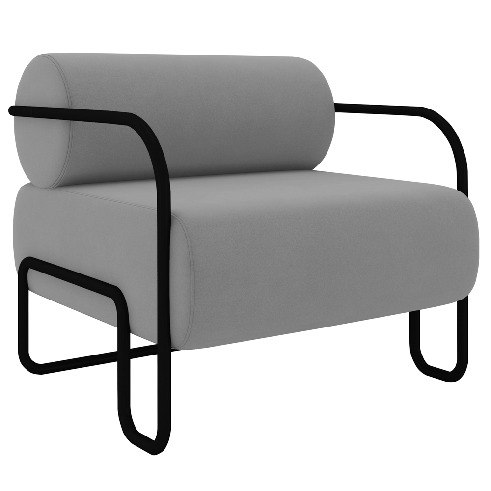 Poltrona Decorativa para Sala Industrial Kira Z08 Veludo Cinza - Mpozenato