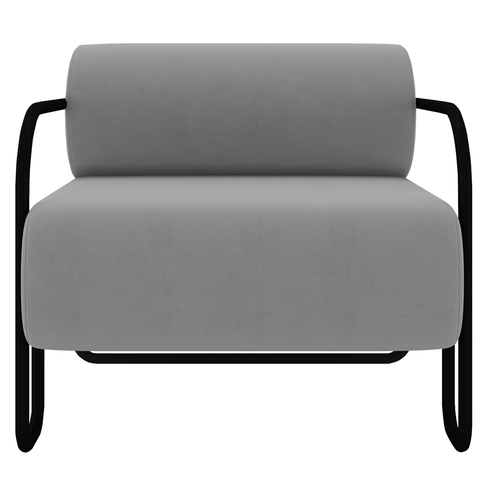 Poltrona Decorativa para Sala Industrial Kira Z08 Veludo Cinza - Mpozenato