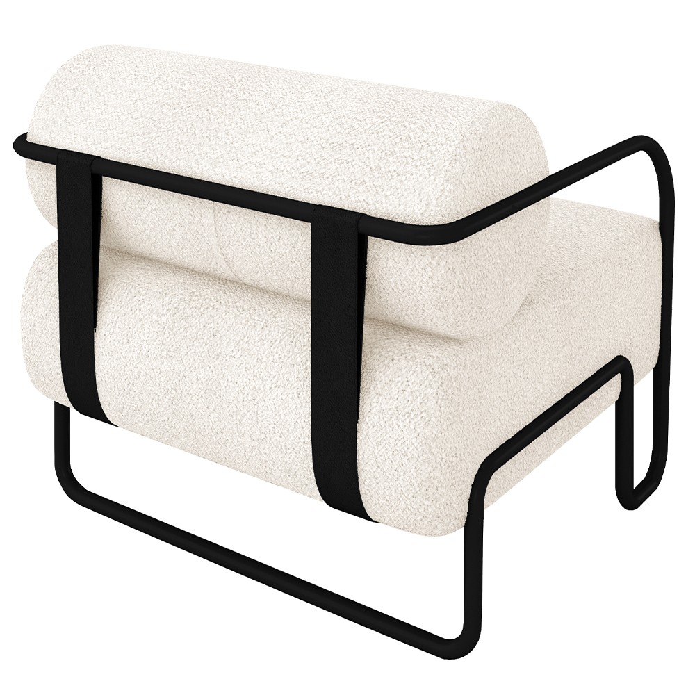 Poltrona Decorativa para Sala Industrial Kit 2 Kira Z08 Boucle Bege - Mpozenato