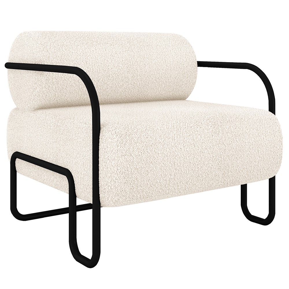 Poltrona Decorativa para Sala Industrial Kit 2 Kira Z08 Boucle Bege - Mpozenato