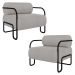 Poltrona Decorativa para Sala Industrial Kit 2 Kira Z08 Boucle Creme - Mpozenato