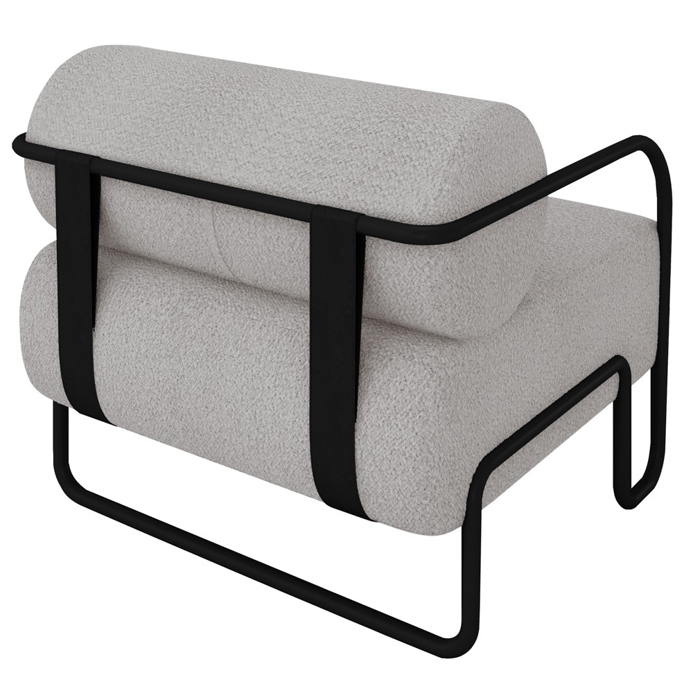 Poltrona Decorativa para Sala Industrial Kit 2 Kira Z08 Boucle Creme - Mpozenato
