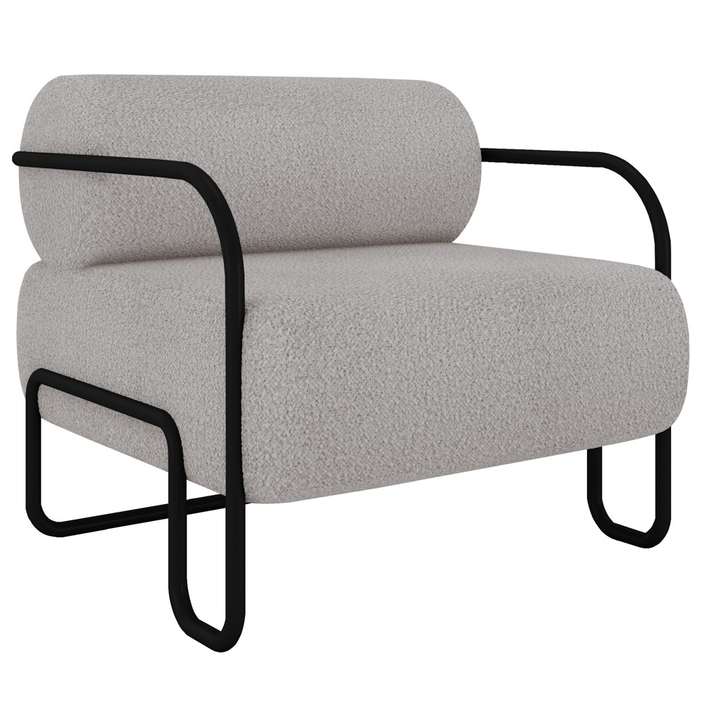 Poltrona Decorativa para Sala Industrial Kit 2 Kira Z08 Boucle Creme - Mpozenato