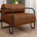 Poltrona Decorativa para Sala Industrial Kit 2 Kira Z08 Sintético Marrom - Mpozenato