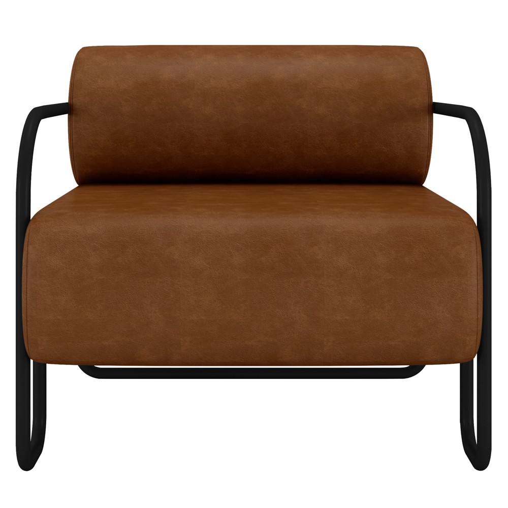 Poltrona Decorativa para Sala Industrial Kit 2 Kira Z08 Sintético Marrom - Mpozenato