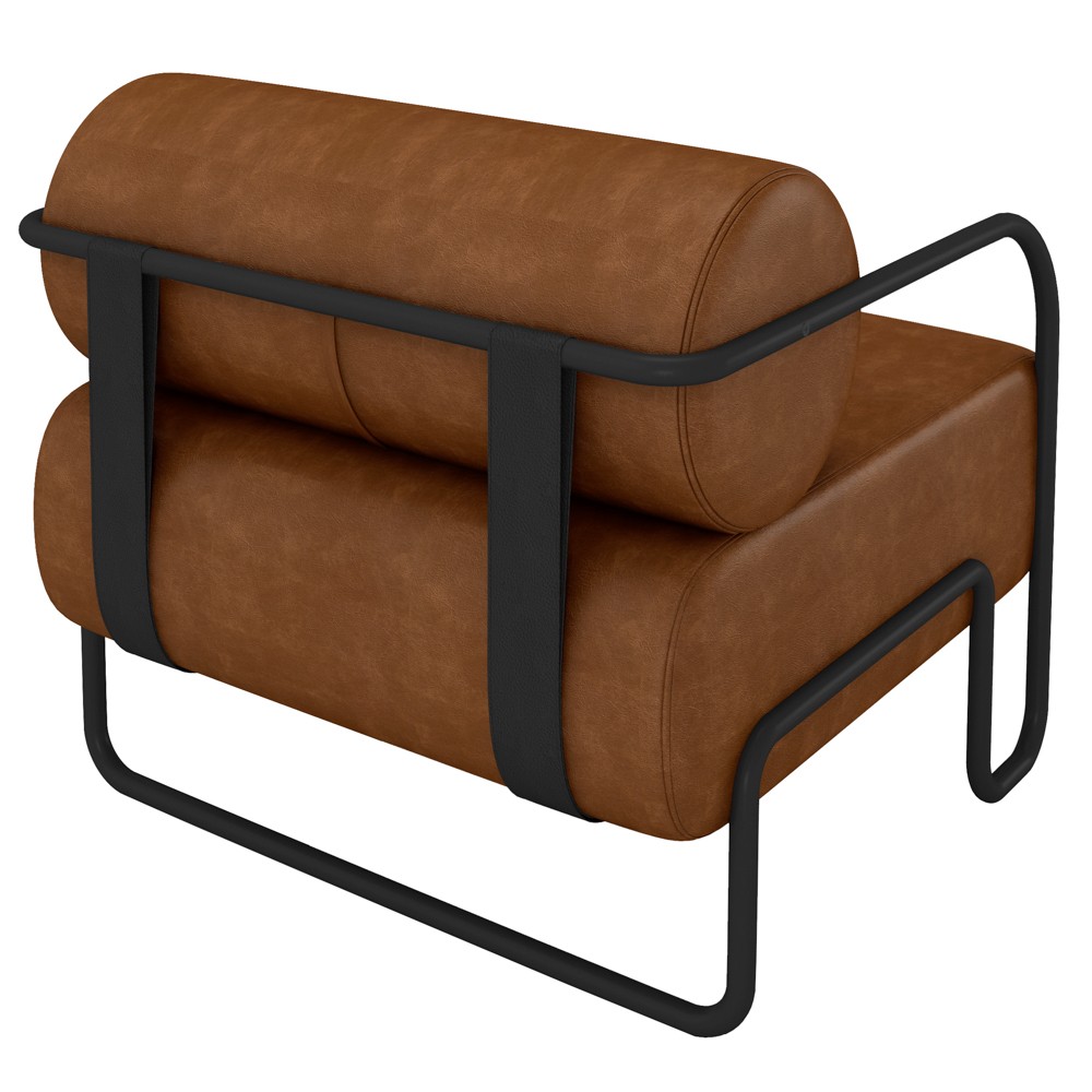 Poltrona Decorativa para Sala Industrial Kit 2 Kira Z08 Sintético Marrom - Mpozenato