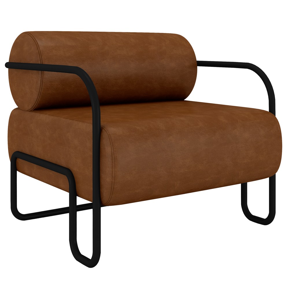 Poltrona Decorativa para Sala Industrial Kit 2 Kira Z08 Sintético Marrom - Mpozenato
