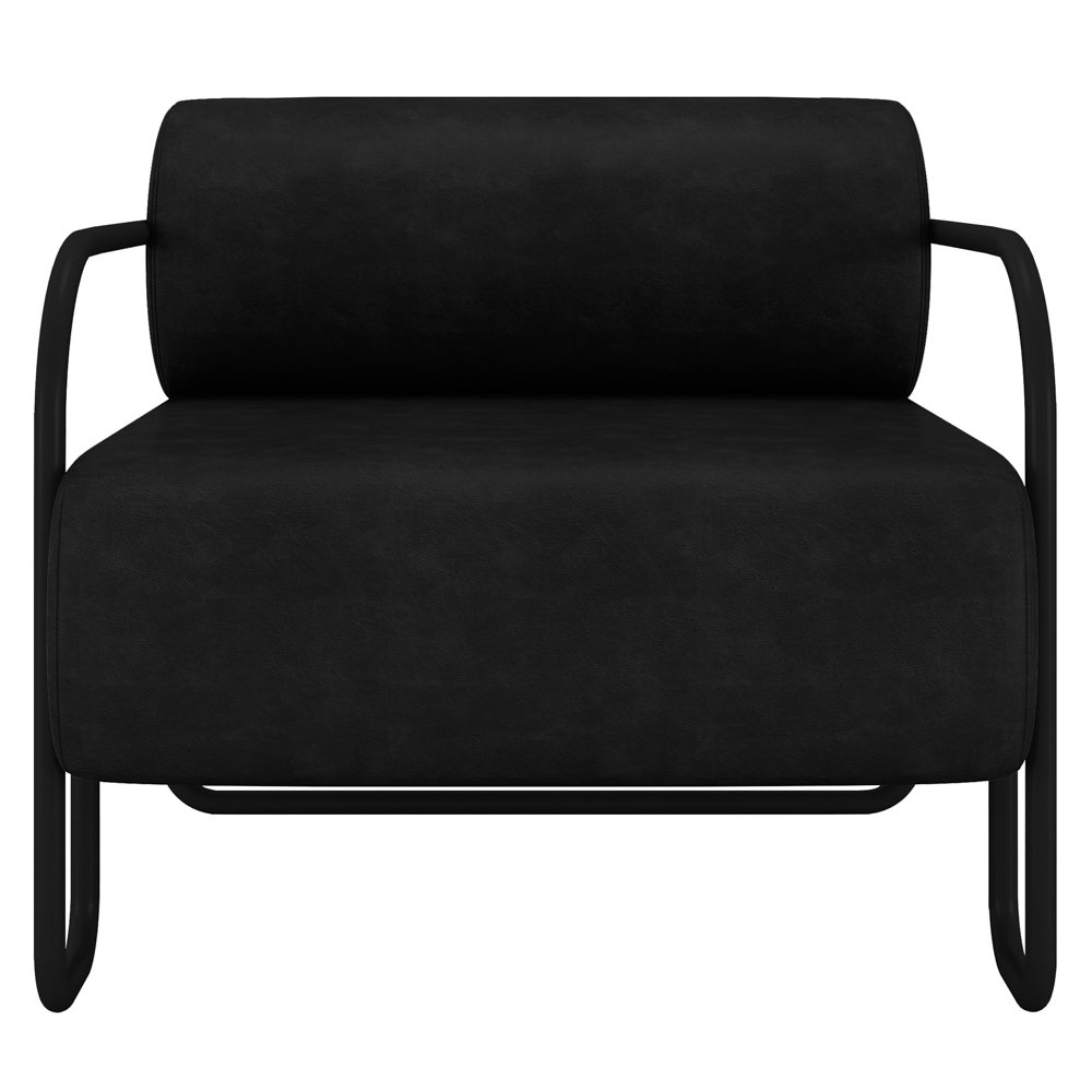 Poltrona Decorativa para Sala Industrial Kit 2 Kira Z08 Sintético Preto - Mpozenato