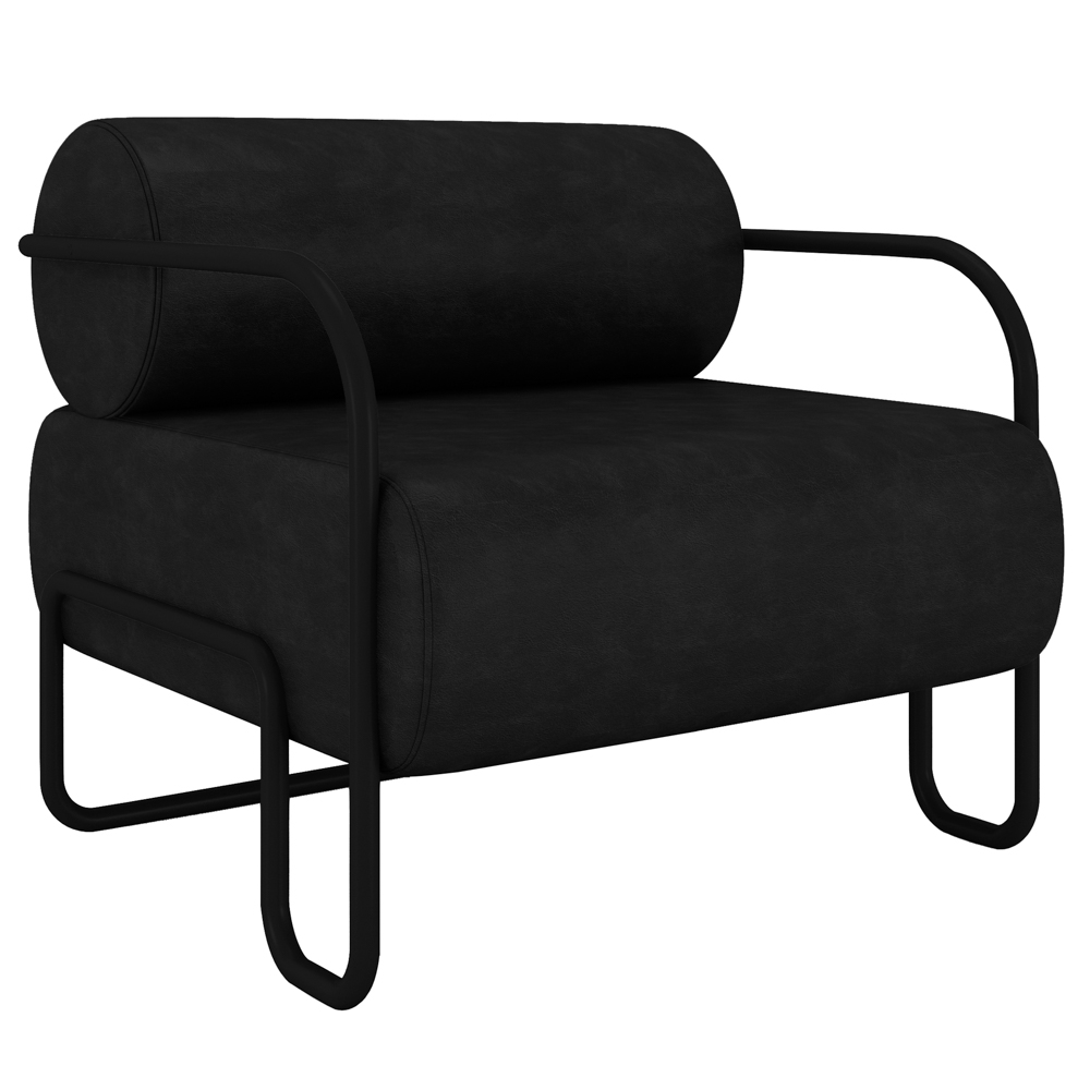Poltrona Decorativa para Sala Industrial Kit 2 Kira Z08 Sintético Preto - Mpozenato