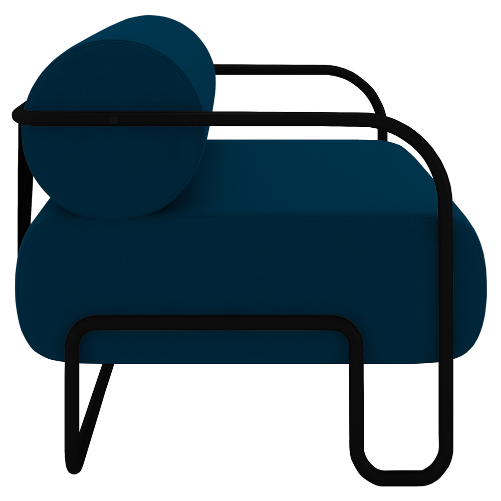 Poltrona Decorativa para Sala Industrial Kit 2 Kira Z08 Veludo Azul - Mpozenato