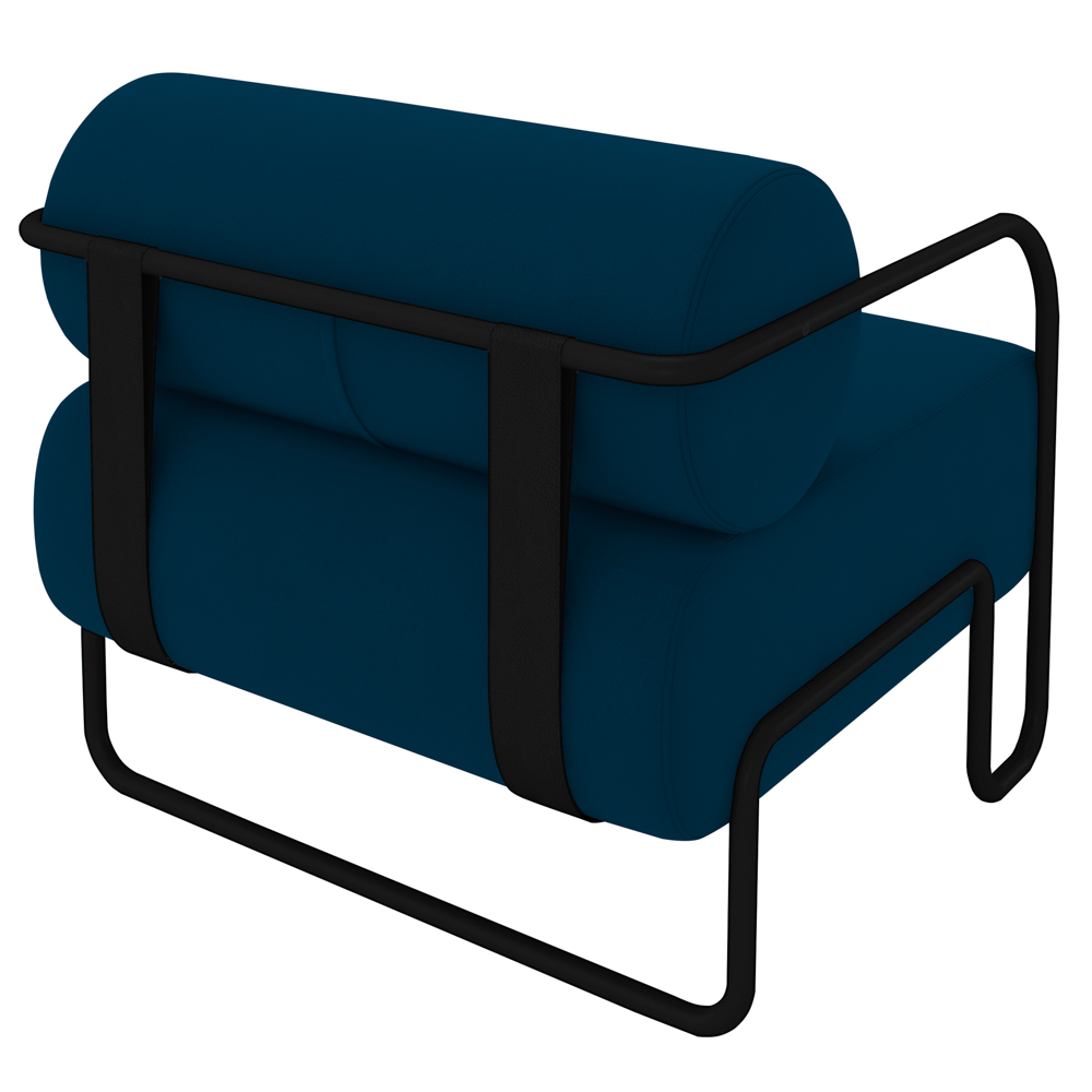 Poltrona Decorativa para Sala Industrial Kit 2 Kira Z08 Veludo Azul - Mpozenato