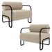 Poltrona Decorativa para Sala Industrial Kit 2 Kira Z08 Veludo Bege - Mpozenato