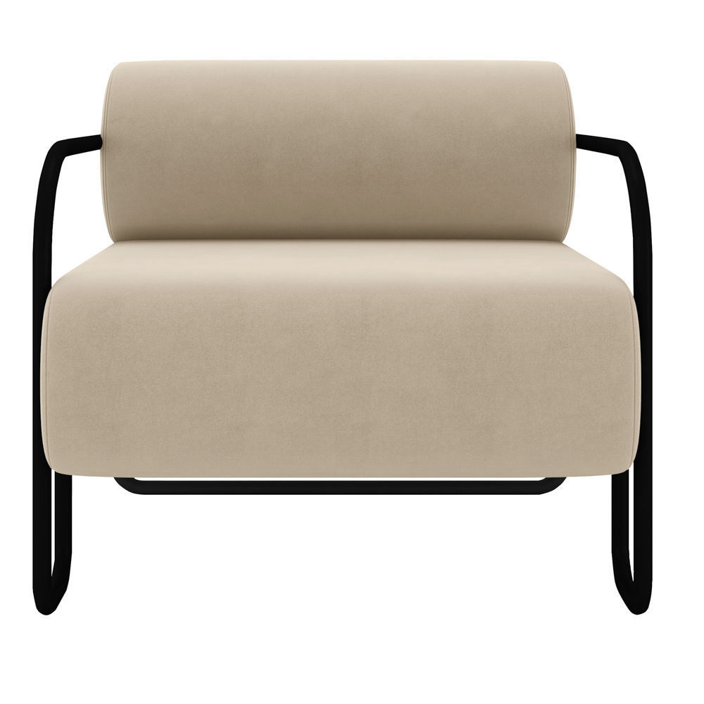 Poltrona Decorativa para Sala Industrial Kit 2 Kira Z08 Veludo Bege - Mpozenato