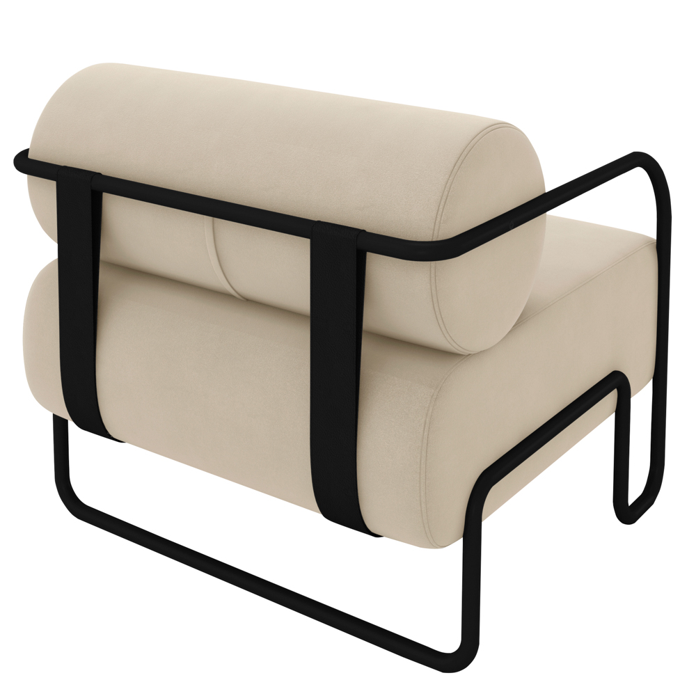 Poltrona Decorativa para Sala Industrial Kit 2 Kira Z08 Veludo Bege - Mpozenato