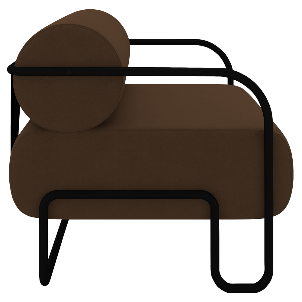 Poltrona Decorativa para Sala Industrial Kit 2 Kira Z08 Veludo Marrom - Mpozenato