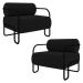 Poltrona Decorativa para Sala Industrial Kit 2 Kira Z08 Veludo Preto - Mpozenato