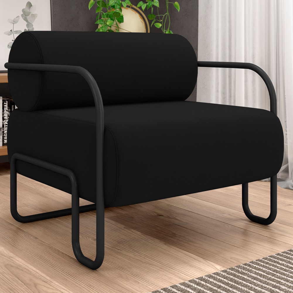 Poltrona Decorativa para Sala Industrial Kit 2 Kira Z08 Veludo Preto - Mpozenato
