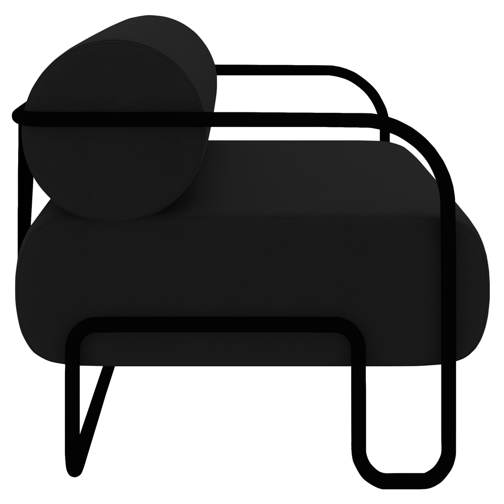 Poltrona Decorativa para Sala Industrial Kit 2 Kira Z08 Veludo Preto - Mpozenato
