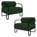 Poltrona Decorativa para Sala Industrial Kit 2 Kira Z08 Veludo Verde Musgo - Mpozenato