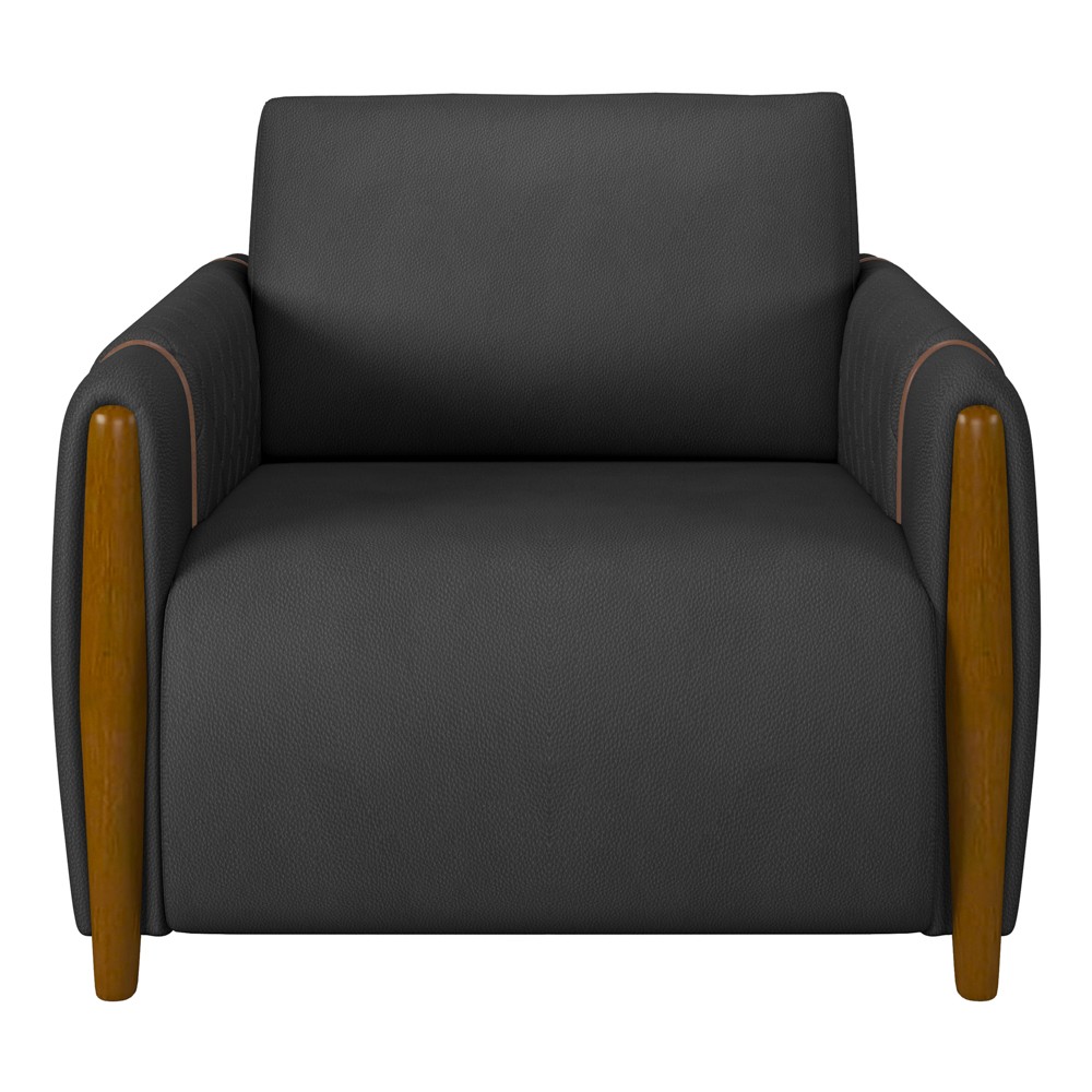 Poltrona Decorativa para Sala de Estar 98cm Amaranto M22 PU Preto - Mpozenato