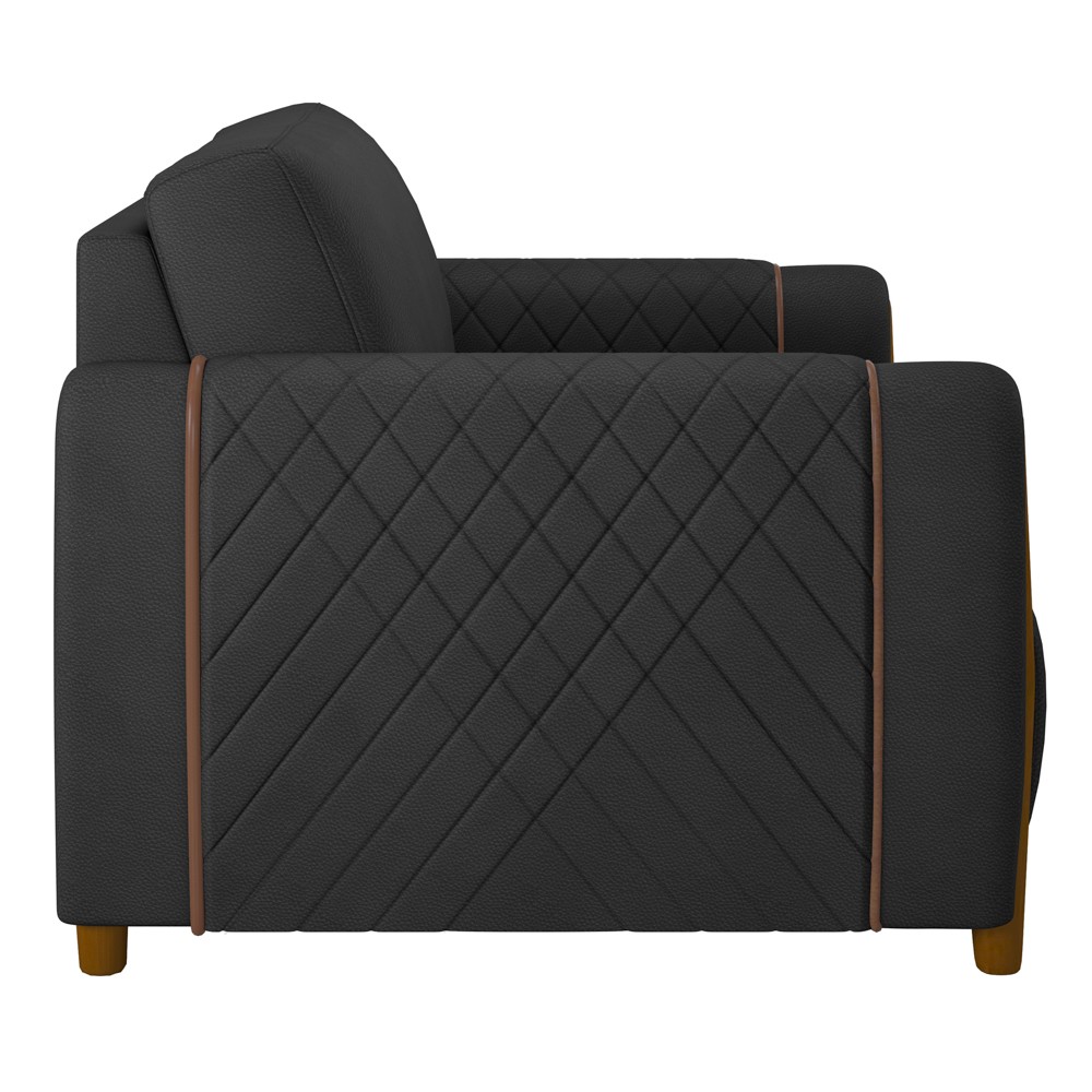 Poltrona Decorativa para Sala de Estar 98cm Amaranto M22 PU Preto - Mpozenato