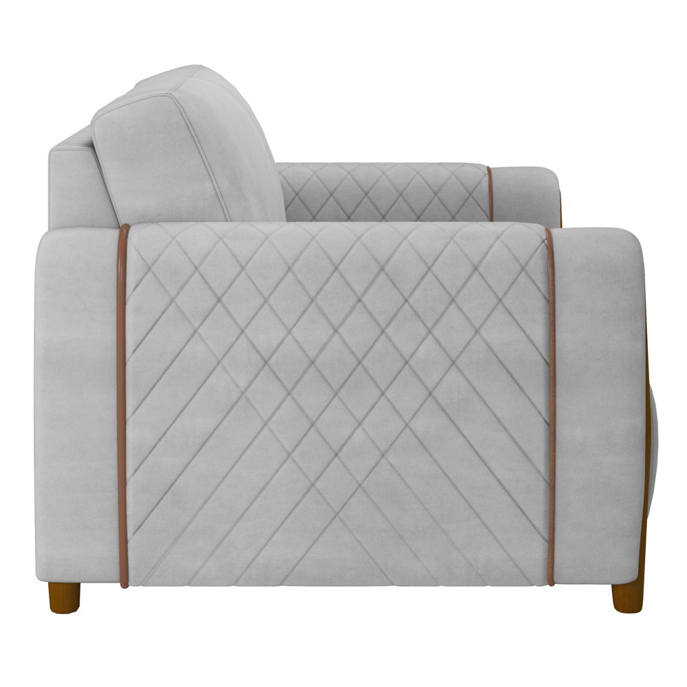 Poltrona Decorativa para Sala de Estar 98cm Amaranto M22 Veludo Cinza - Mpozenato