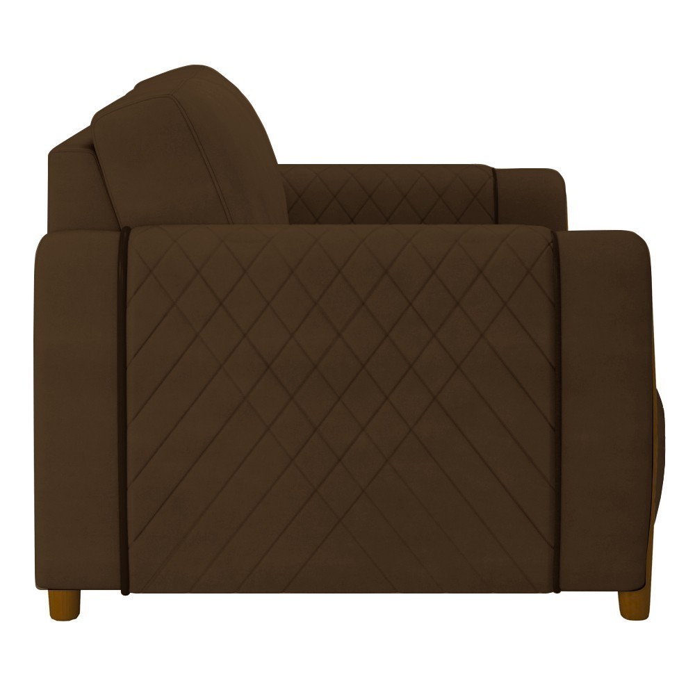 Poltrona Decorativa para Sala de Estar 98cm Amaranto M22 Veludo Marrom - Mpozenato