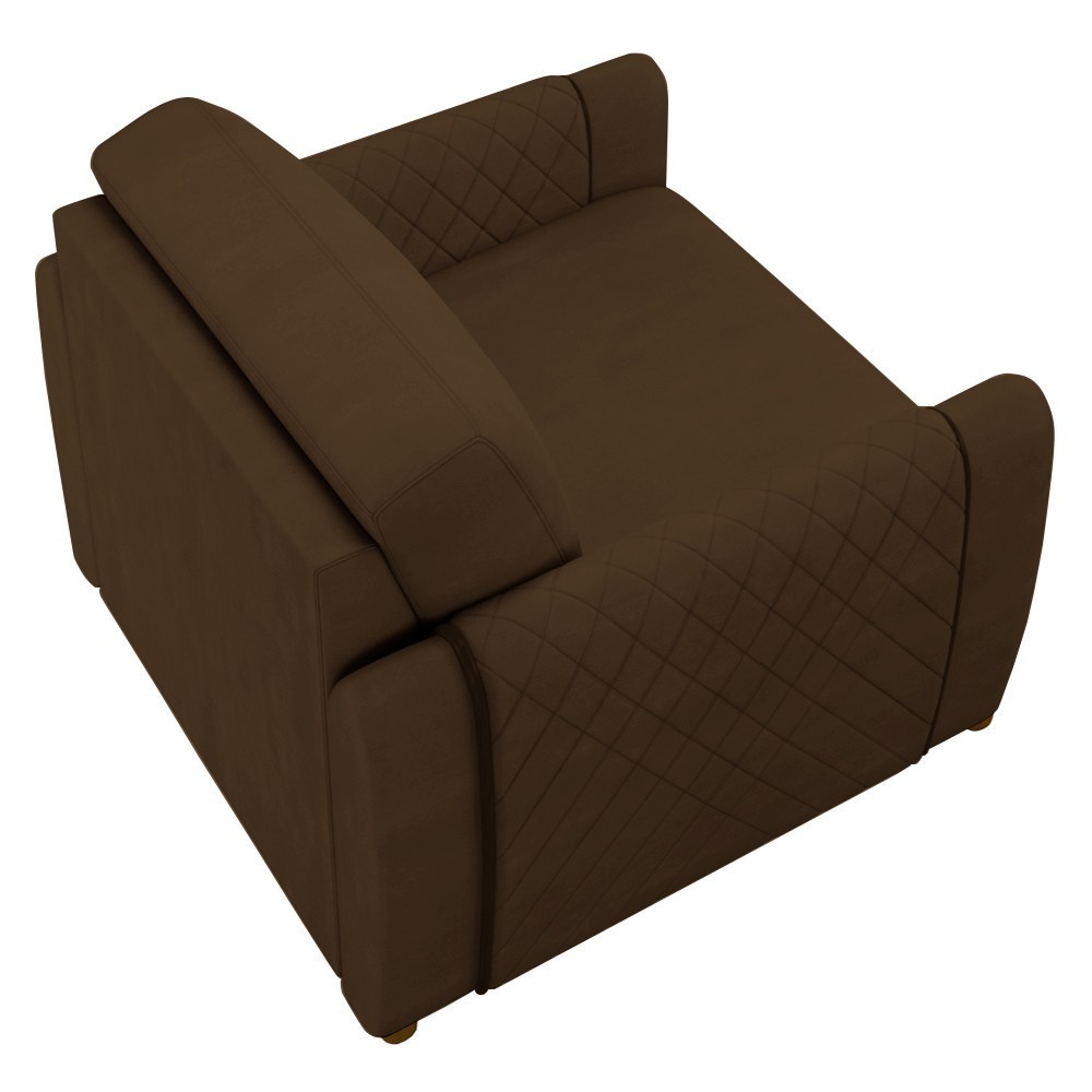 Poltrona Decorativa para Sala de Estar 98cm Amaranto M22 Veludo Marrom - Mpozenato