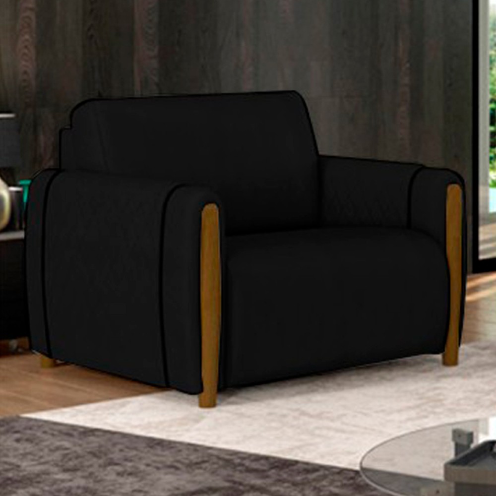 Poltrona Decorativa para Sala de Estar 98cm Amaranto M22 Veludo Preto - Mpozenato