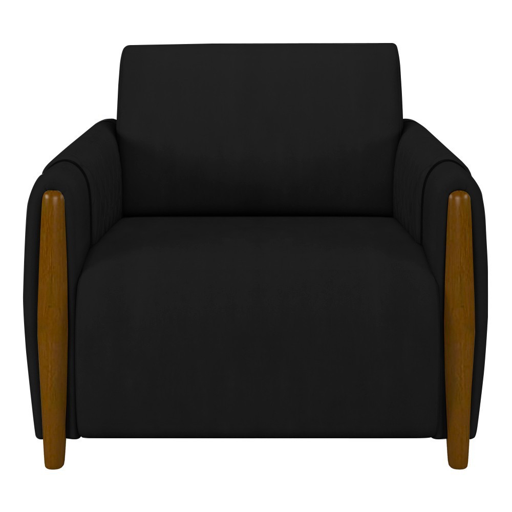 Poltrona Decorativa para Sala de Estar 98cm Amaranto M22 Veludo Preto - Mpozenato